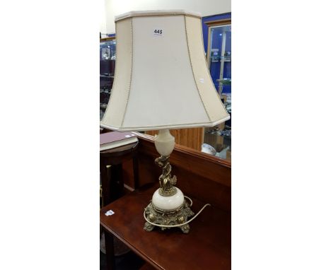VINTAGE MARBLE AND BRASS LAMP