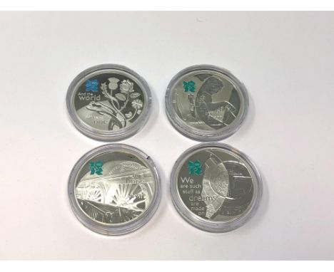 Four London 2012 Olympics silver proof commemorative crowns. (4)