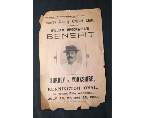 A Victorian flyer -  frayed at the edges. Scarce item, advertising the benefit of William Brockwell of Surrey and England. 19