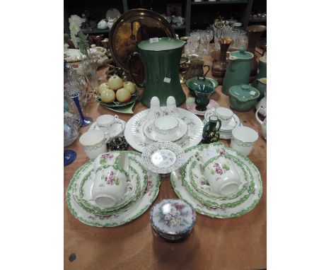 A selection of ceramics including Carltonware dish, Bristo wash jug and soap dish,Allertons Versailles, Roslyn etc