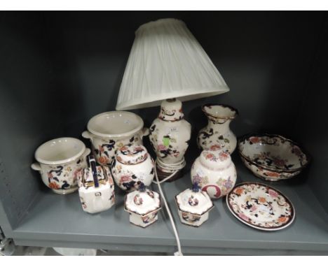 A selection of Masons Mandalay decorative ceramics including table lamp and a Masons Silver Jubilee ginger jar