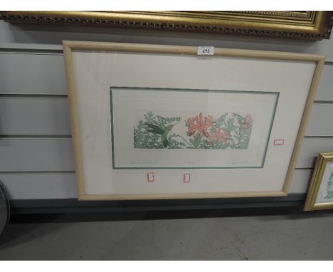 A vintage limited run print after Judith Hall an copper effect plaques