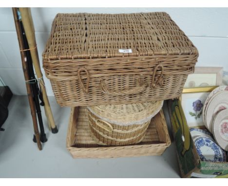A selection of baskets including hamper