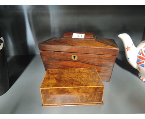 A 19th Century tea caddy and cigarette box