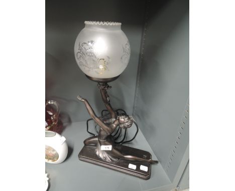 A reproduction Art Deco style lamp, dancing girl