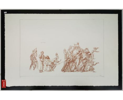TÜBKE, WERNER (1929, Schönebeck/Elbe - 2004, Leipzig), Lithographie: "Studienblatt mit Verkündigung" (1983). Unter dem Druck 