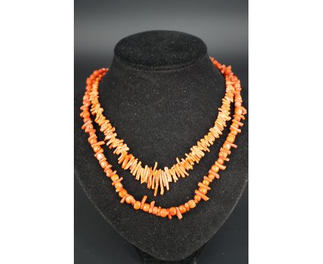 Two vintage branch coral necklaces