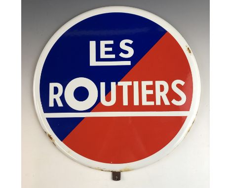 A "Les Routiers" enamel sign 