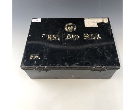 An ex British Rail St Johns Ambulance First Aid box and contents  