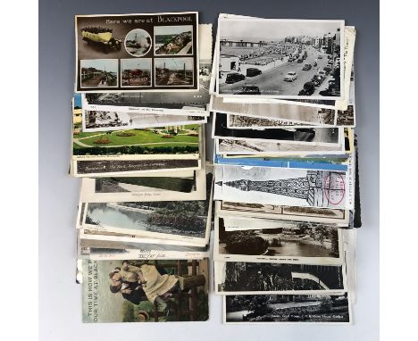 A quantity of vintage postcards featuring Blackpool, Morecambe, Fleetwood, Lancaster, Barrow etc  