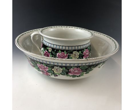 An Adderley's Devonia pattern chamber pot and wash basin, early 20th Century