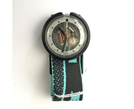 A Swatch POP watch, with elasticated sports strap