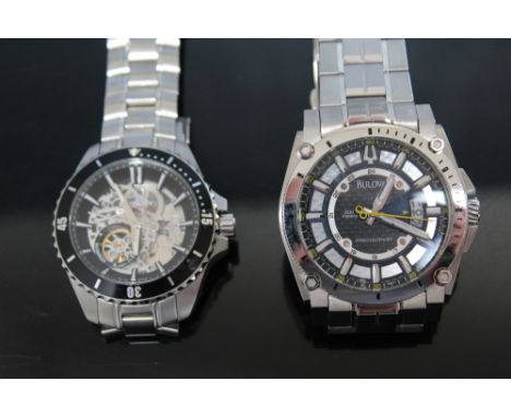 A GENTS BULOVA PRECISIONIST WRIST WATCH TOGETHER WITH A ROTARY AQUASPEN WATCH, (2)