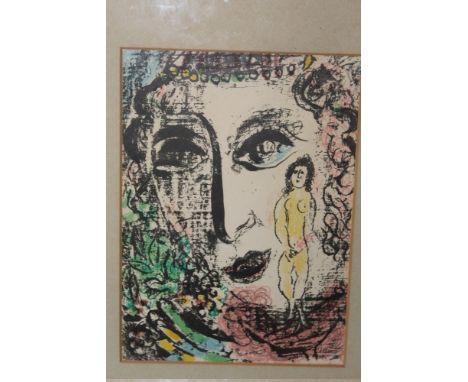 AFTER MARC CHAGALL (b. 1887). 'Full Face Study'. see Folio Fine Art Ltd. label verso, unsigned, coloured lithograph, framed a
