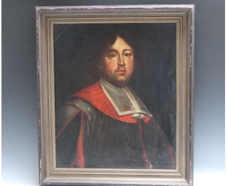 ENGLISH SCHOOL (EIGHTEENTH CENTURY). Portrait of a nobleman, oil on canvas laid on board, framed, 62 x 51 cm