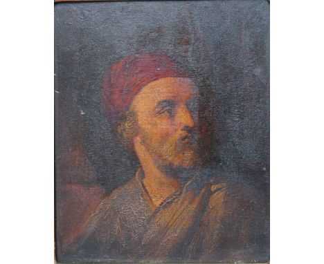 NINETEENTH CENTURY EUROPEAN SCHOOL.  Portrait study of a bearded man, unsigned, oil on panel, framed, 21 x 17 cm
