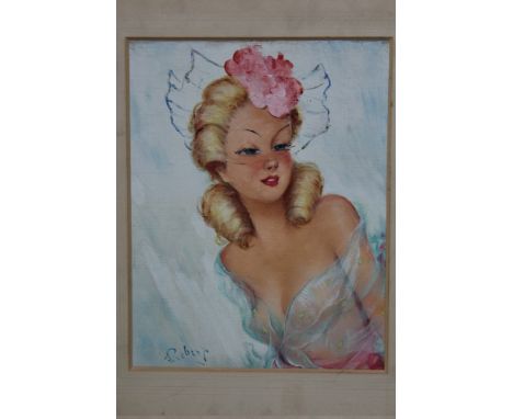 ROBERT.  Twentieth century French school, study of a young woman wearing a see through blouse, signed lower left, oil on canv