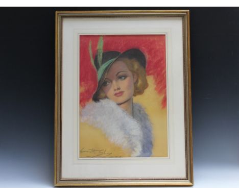 EVERETT SHINE ? (XIX-XX). Portrait of a Lady, signed lower left but indistinct, pastel on paper, framed and glazed, 50 x 35.5