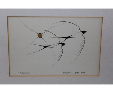 BENJAMIN CHEE CHEE.  'Swallows', signed lower right in plate, lithograph on paper, framed and glazed, 14 x 22 cm