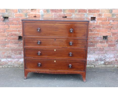 A 19TH CENTURY MAHOGANY SECRETAIRE CHEST, the top drawer being fully fitted with a range of drawers and a central cupboard, t