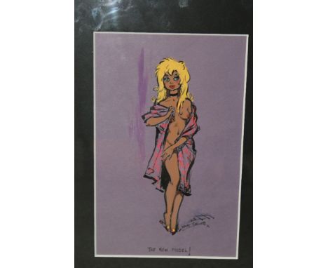 GEORGE HENRY STRINGER (1903 - 1993).  (Life member of London Sketch Club), study of a semi-nude young woman 'The new model', 