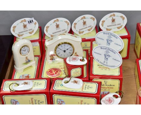 VARIOUS BOXED ROYAL DOULTON BUNNYKINS COMMEMORATIVES, comprising Millennium items of four display signs (Tug of War LF1) Bunn