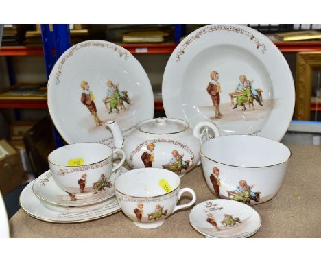 NINE PIECES OF ROYAL DOULTON NURSERY RHYMES 'A' SERIES WARE, designed by William Savage Cooper, 'Little Tom Tucker' no 9, com