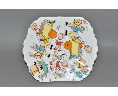 A TRIAL MABEL LUCIE ATTWELL DESIGN BREAD AND BUTTER PLATE ON AN UNMARKED SHELLEY BLANK, there are two designs front and back,