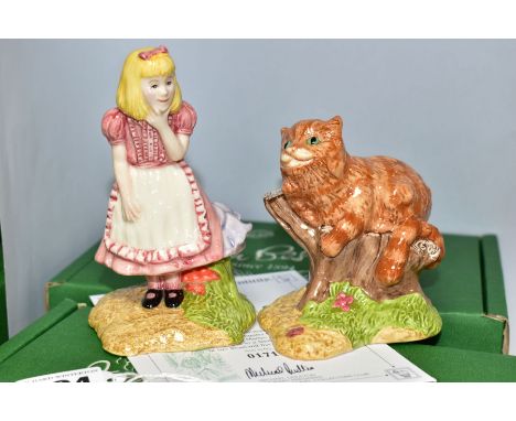 A PAIR OF BOXED LIMITED EDITION BESWICK WARE FIGURES FROM ALICE IN WONDERLAND SERIES, 'The Cheshire Cat' LC003 and 'Alice' LC