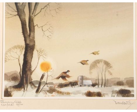 Hugh Brandon Cox (British,1917-2003), "January Rise, Norfolk", limited edition coloured print, numbered 39/120, titled and si