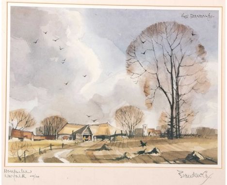 Hugh Brandon Cox (British,1917-2003), "November, Norfolk", limited edition coloured print, numbered 42/120, titled and signed