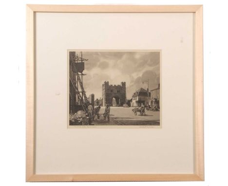 Leonard Russell Squirrell RWS RI RE (British, 1901-1979), 'The South Gate, King's Lynn', monochrome print, facsimile signatur