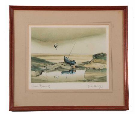 Hugh Brandon Cox (British, 1917-2003), "Quiet Evening", lithograph, signed and titled in pencil, 8.5x10ins, framed and glazed