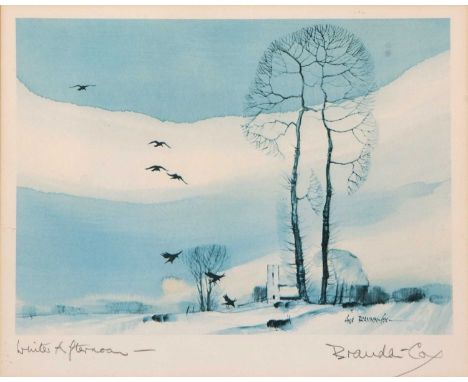 Hugh Brandon Cox (British,1917-2003), "Winter Afternoon", lithograph, signed and titled in pencil, 8x10ins, framed and glazed