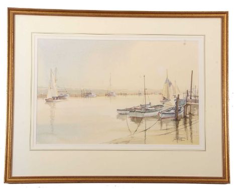 John R. Pretty (British, 20th century), 'Evening Glow in the Blyth', watercolour, signed, 33x50cm, framed and glazed.