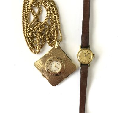A Bulova Caravelle gold-plated pendant watch together with a lady's Tissot wrist watch