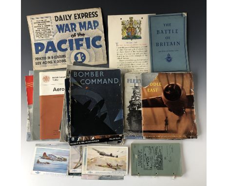 Sundry items of military ephemera including Second World War aircraft postcards, a 1951 Royal Engineers earthmoving plant man