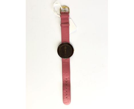 A Tissot "Wood Watch" with original Tissot pink leather strap