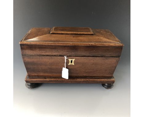 A late Georgian sarcophagus form tea caddy