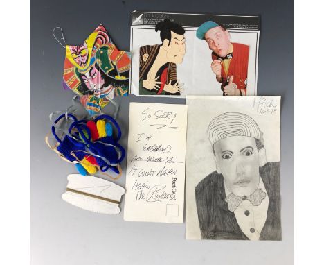 [Rock and pop autographs]  Cheap Trick / Rick Nielsen, a pencil sketch self-portrait, dated 12-3-78, together with a Heaven T