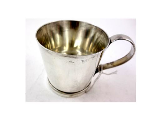 An American sterling silver reproduction of a Paul Revere mug, retailed by Shreve Crump & Low Co., 8.5cm high, 7ozs, inscribe