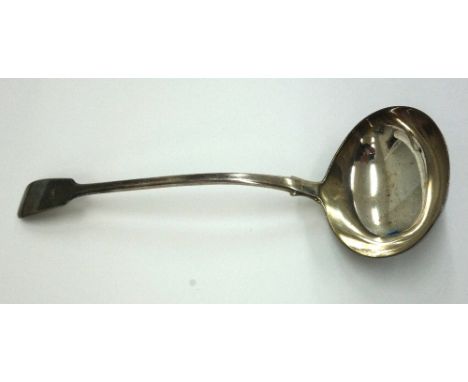 A George IV silver fiddle pattern soup ladle, William Chawner, London 1827, with oval bowl, 8ozs.