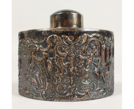 A DUTCH OVAL TEA CADDY AND COVER.