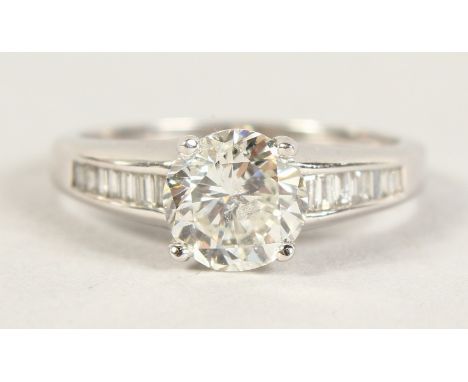 AN 18CT WHITE GOLD DIAMOND RING, central stone of 1.3cts.