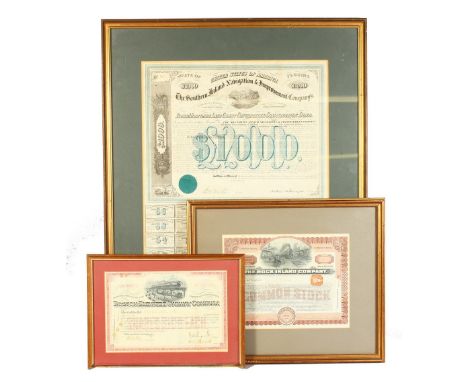 A UNITED STATES OF AMERICA, STATE OF FLORIDA $1200 SHARE CERTIFICATE, for The Southern Inland Navigation Improvement Company,