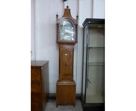 A George III inlaid mahogany 8-day longcase clock, the painted dial signed S. Peacock, Lincoln 