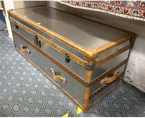 CHROME &amp; LEATHER TRAVEL TRUNK