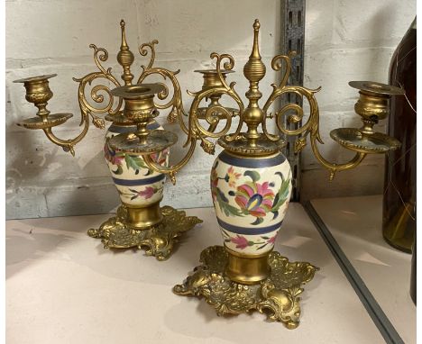 PAIR OF CONTINENTAL PORCELAIN CANDELABRA - 24CMS (H) 