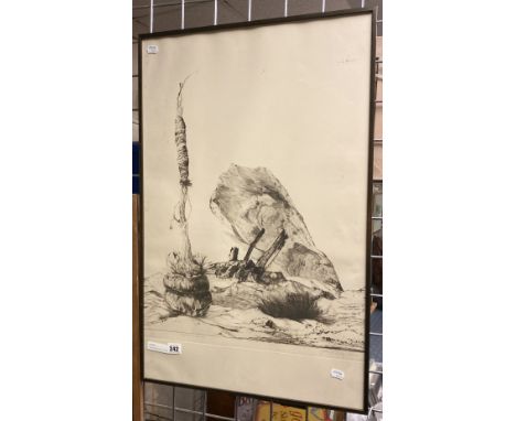 GERARD DIAZ ETCHING - SIGNED 48CM X 66CM - FRAMED 49CM X 77CM