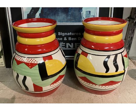 TWO CLARICE CLIFF WEDGWOOD VASES COLLECTORS CLUB - 20CMS (H)